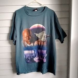Vintage Star Wars Episode 1 Coruscant shirt XL Mace Windu Yoda Sam Jackson